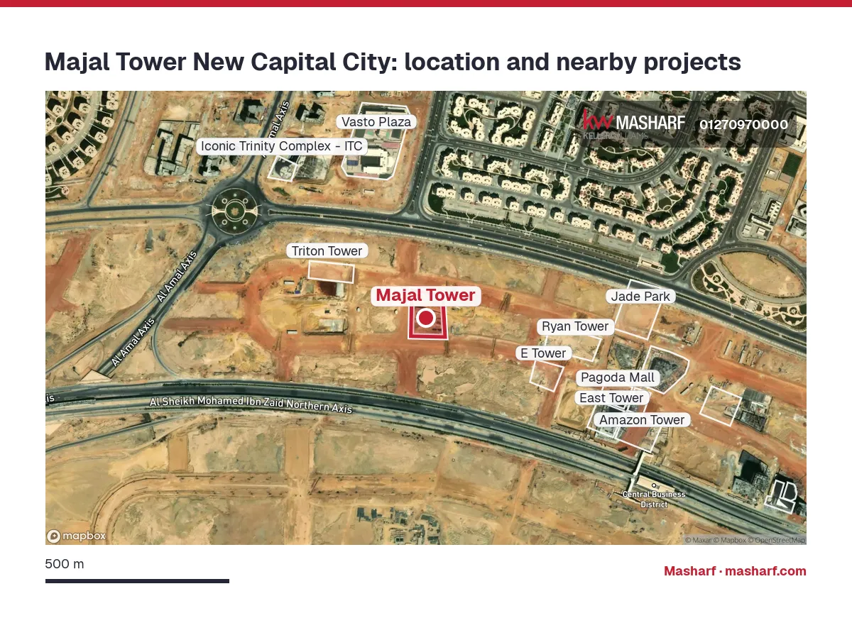 Where is Majal Tower located?
