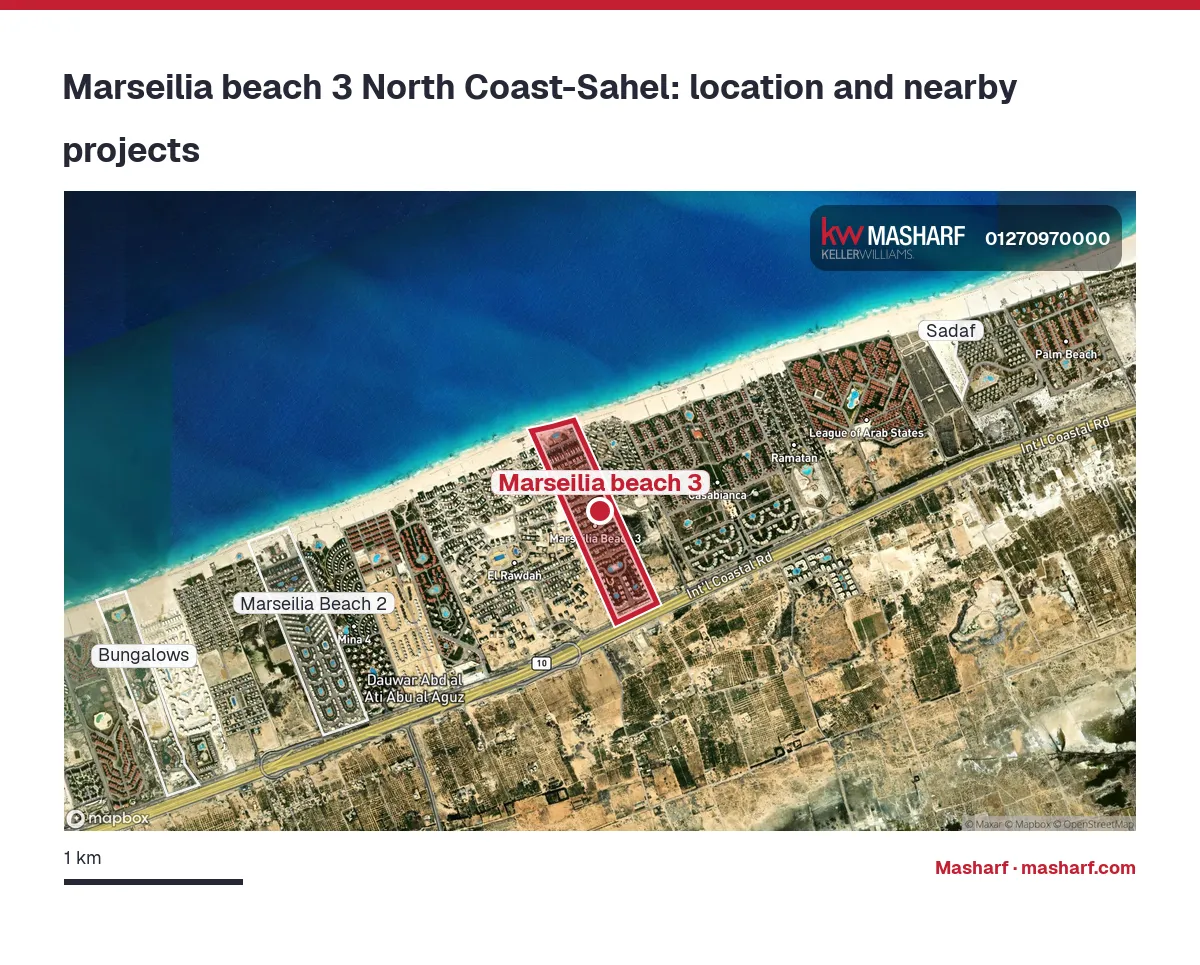 Where is Marseilia beach 3 located?