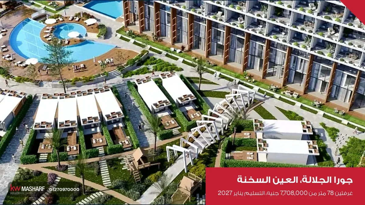 منظر من فوق لحمام السباحة والوحدات في جورا الجلالة
