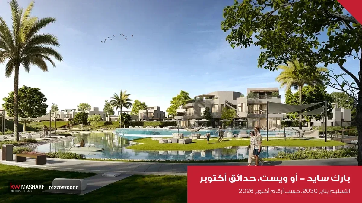 لاجون واسع حواليه نجيلة ونخيل وبيوت بيضا