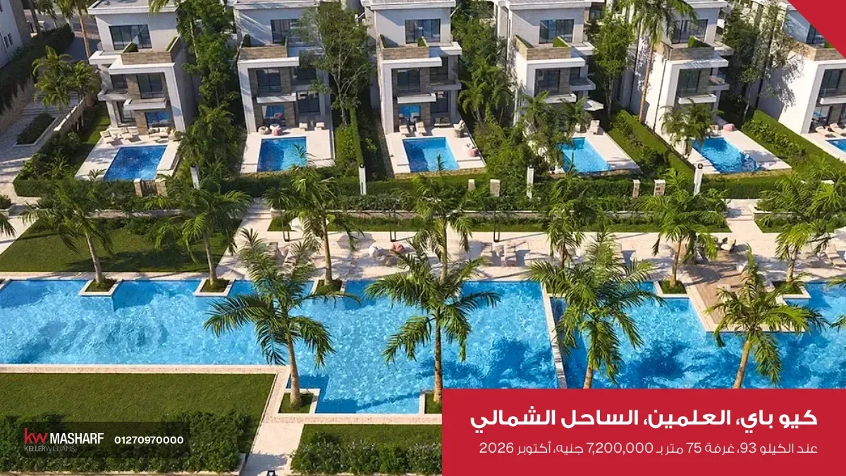 صفوف وحدات بحمامات سباحة خاصة في كيو باي بالعلمين