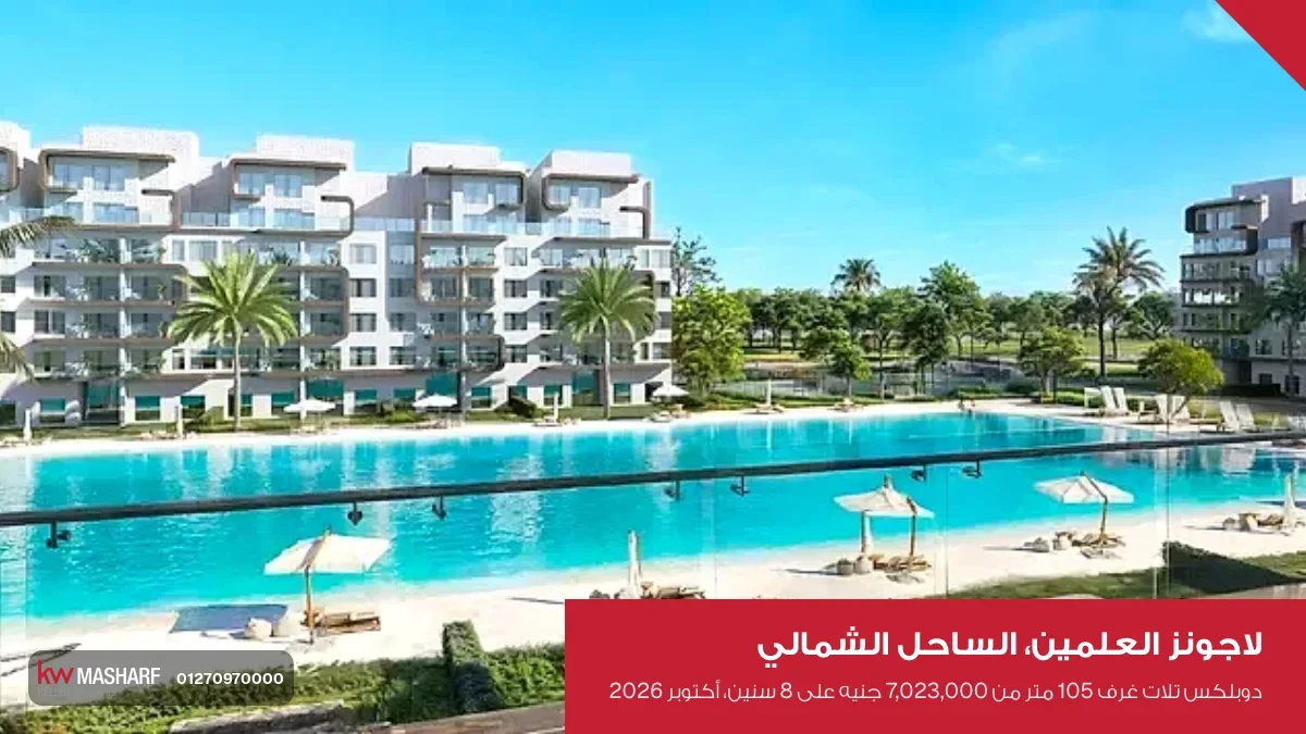 بحيرة صناعية زرقا قدام عماير لاجونز العلمين
