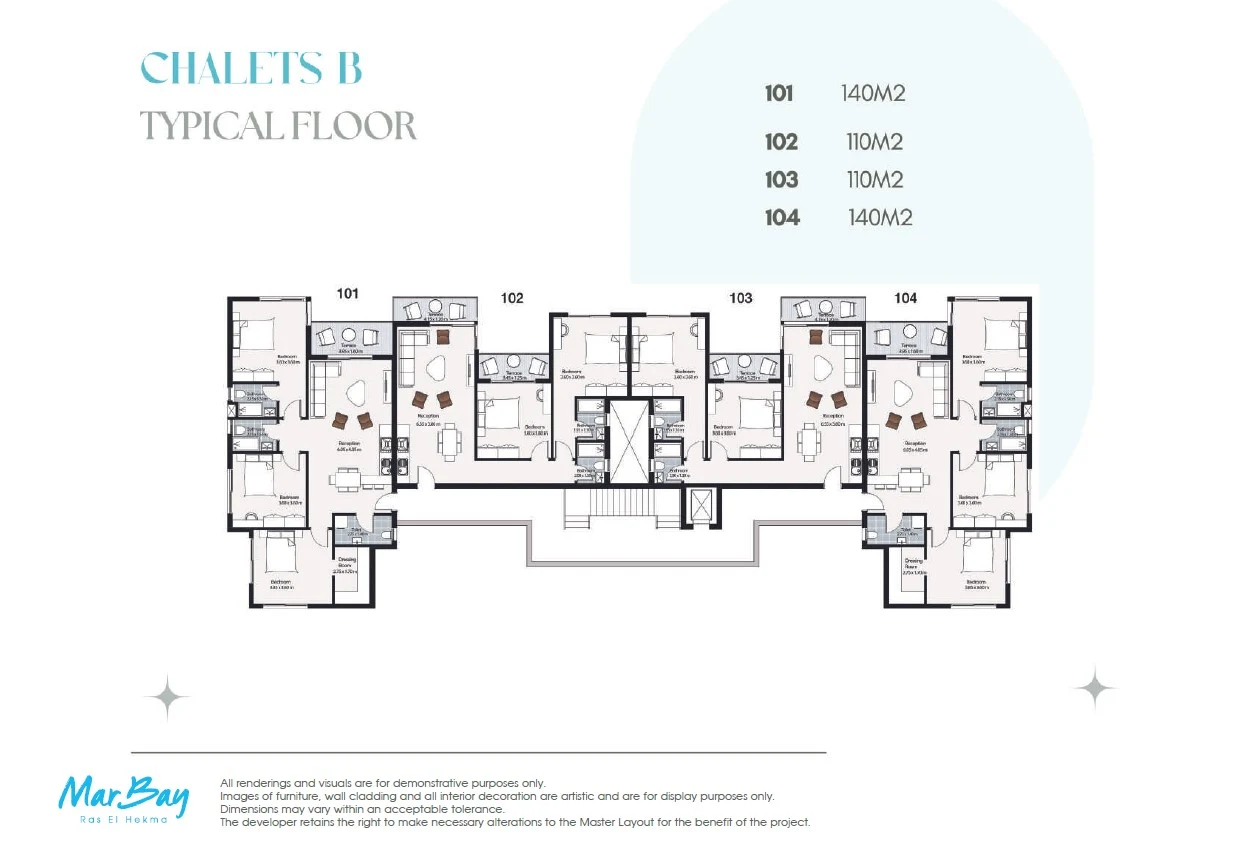 Chalets for sale in Mar Bay - Ras El Hekma North Coast-Sahel — Chalet