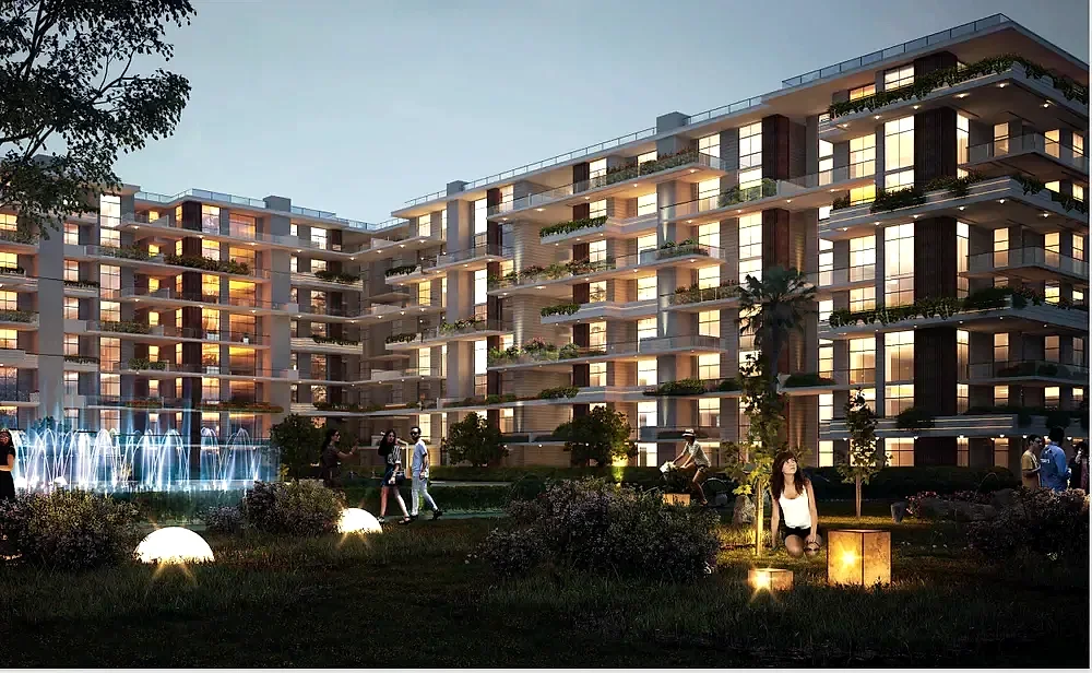 Buildings and fountain at De Joya 1 Compound New Capital