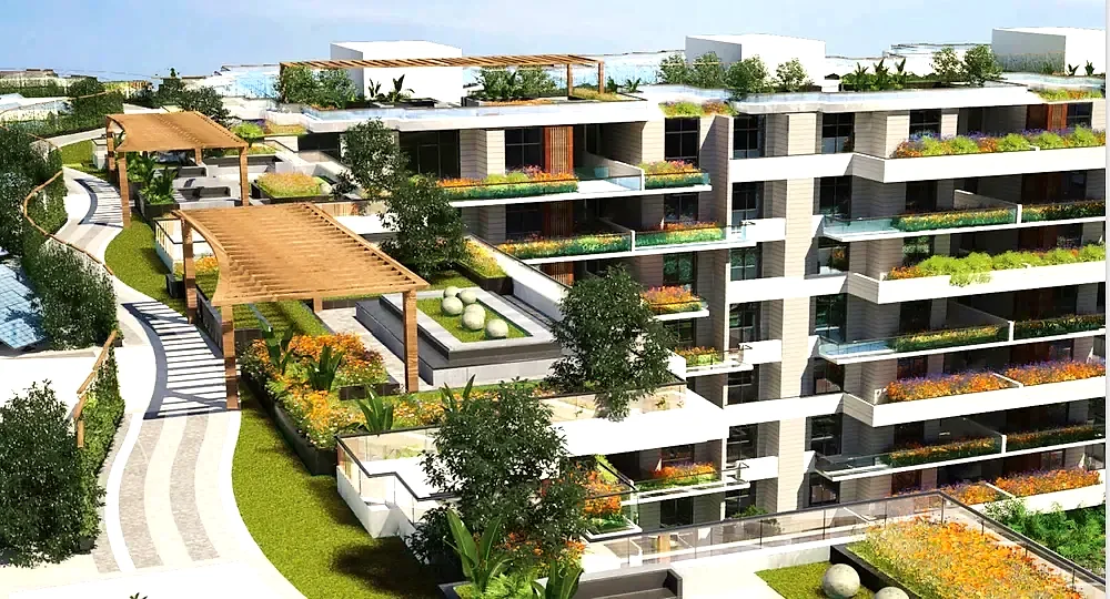 Terraces and planting at De Joya 1 New Capital buildings